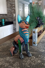 Wolf Alebrije Art, Mexican Wood Carving Home Decor, Handmade Animal Sculpture & Mexican Folk Art, Wolf Alebrije