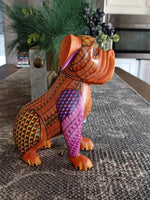 Bulldog Alebrije Art, Mexican Wood Carving Home Decor, Handmade Animal Sculpture & Mexican Folk Art, Dog Alebrije